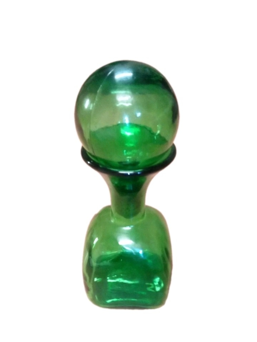 Green Glass Decorative Bottle with Stopper - Home Accents